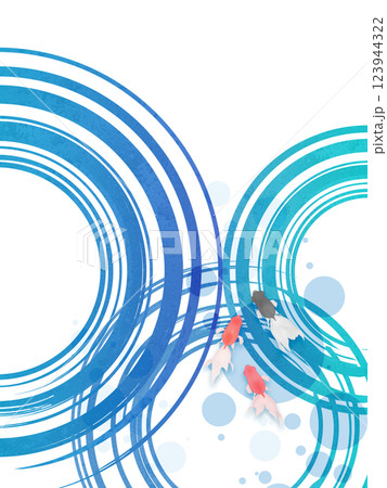 夏の涼しげな波と金魚のイラスト 123944322
