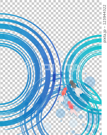 夏の涼しげな波と金魚のイラスト 123944322