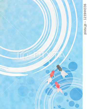 夏の涼しげな波と金魚のイラスト 123944336