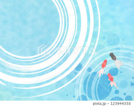夏の涼しげな波と金魚のイラスト 123944338