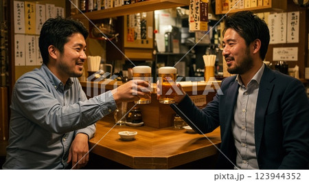 居酒屋で乾杯するサラリーマン 123944352