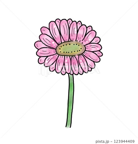 ピンクの花のシンプルイラスト(ガーベラ) ピンクの花のシンプルイラスト(ガーベラ) 123944409