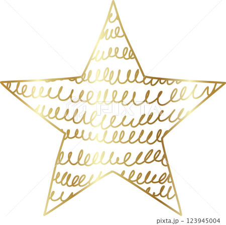 Gold star icon set. Hand drawn style 123945004