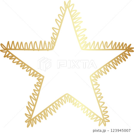 Gold star icon set. Hand drawn style 123945007