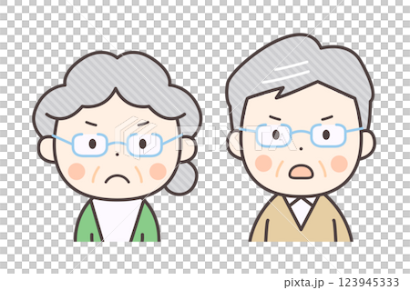 Illustration of an angry senior couple's upper body Illustration of an angry senior couple's upper body 123945333
