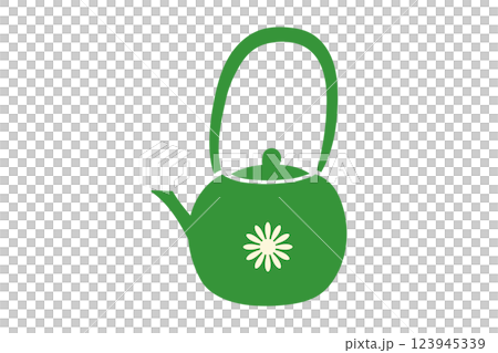 帶有柄日本茶壺的插圖 123945339