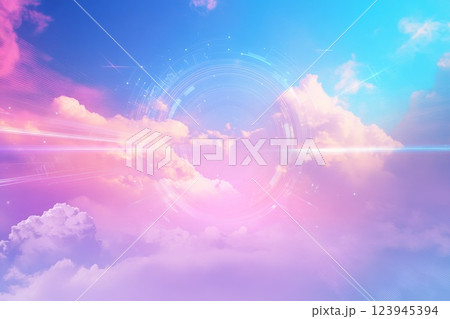 Digital cloud and data overlays on a sky background . Digital cloud and data overlays on a sky background . 123945394