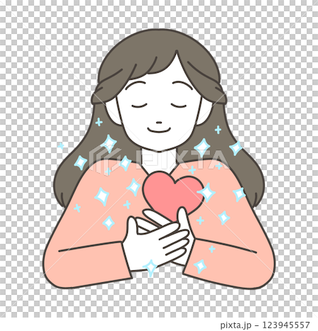 心が満たされている女性 123945557