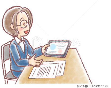 介護の相談_介護の打ち合わせ_タブレット 123945570