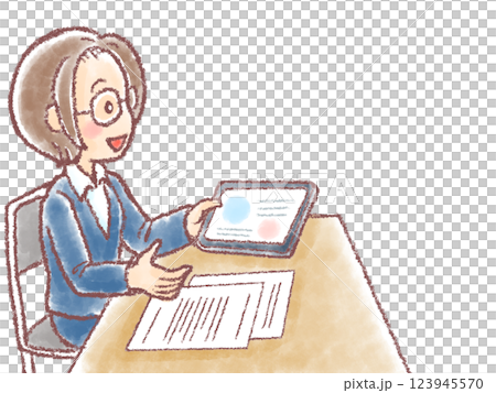 介護の相談_介護の打ち合わせ_タブレット 123945570