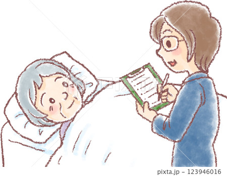 介護認定_寝たきりの高齢女性 123946016