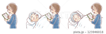 介護認定_寝たままの高齢者_介護認定員_セット 123946018