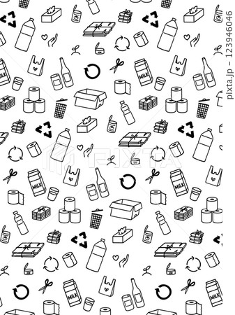 かわいい手書きリサイクルの背景パターン 123946046