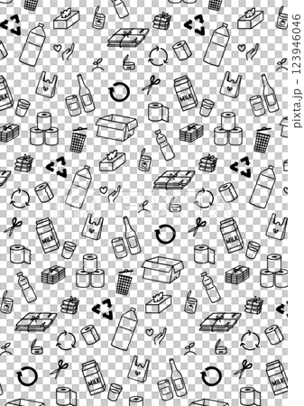 かわいい手書きリサイクルの背景パターン 123946046