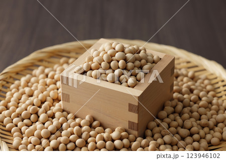 枡に盛った大豆 123946102