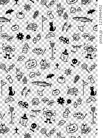 可愛的手繪秋季圖像背景圖案 123946402