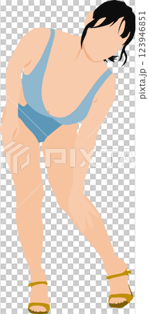 ポーズをとる水着を着た女性のイラスト 123946851