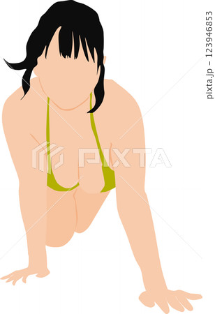ポーズをとる水着を着た女性のイラスト 123946853