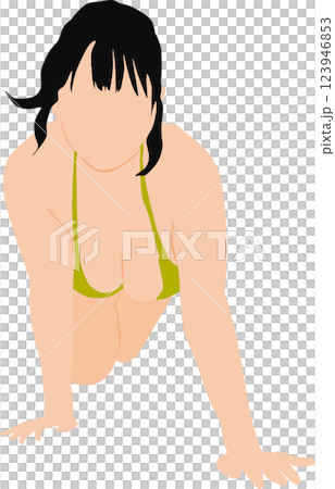 ポーズをとる水着を着た女性のイラスト 123946853
