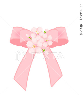 桜とリボンのイラスト 123946947