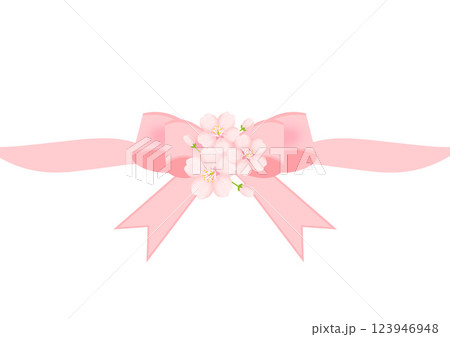 桜とリボンのイラスト 桜とリボンのイラスト 123946948