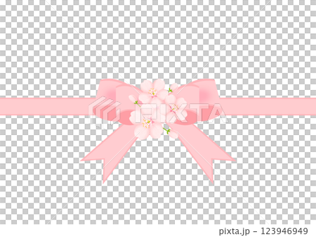 櫻花和絲帶插圖 123946949