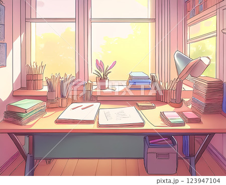 勉強机のイメージ素材 勉強机のイメージ素材 123947104