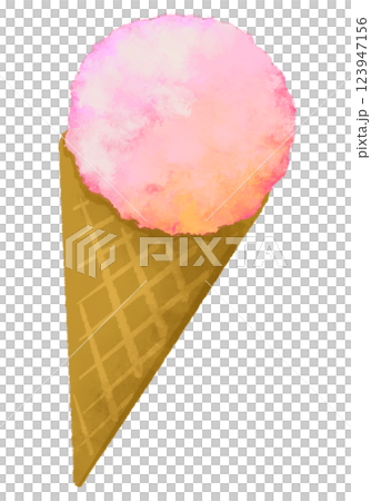 簡單可愛的冰淇淋插圖（粉紅色） 123947156