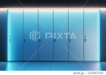 Locker Storage. Row of Lockers, Minimalist Locker Storage. Row of Lockers, Minimalist 123947320