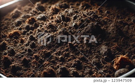 栄養豊富な黒土のクローズアップ / Nutrient-Rich Black Soil 栄養豊富な黒土のクローズアップ / Nutrient-Rich Black Soil 123947509