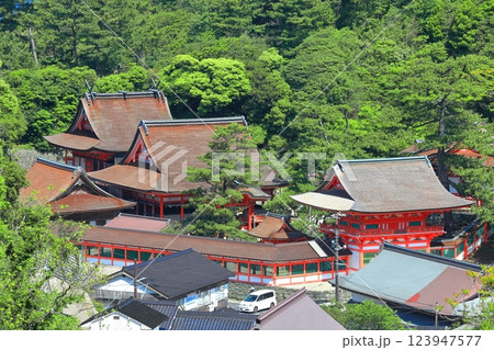 【島根県】晴天の日御碕神社の全景 123947577