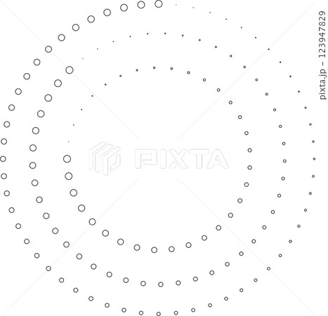 Dotted circular spiral halftone frame. Element for design 123947829