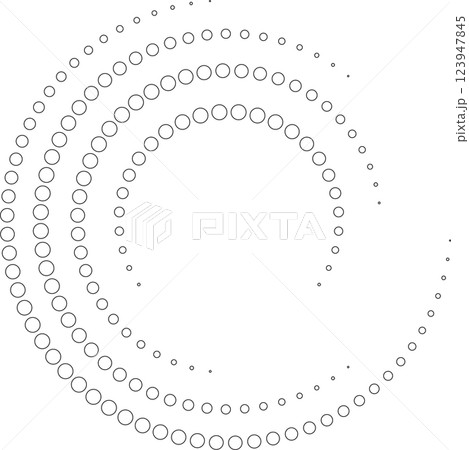 Dotted circular spiral halftone frame. Element for design 123947845