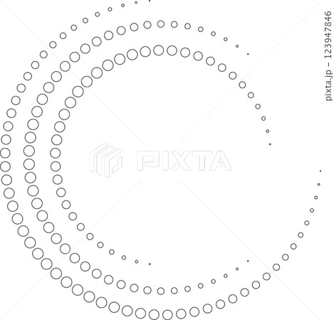 Dotted circular spiral halftone frame. Element for design 123947846