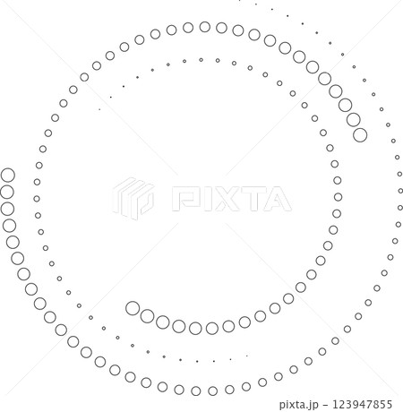 Dotted circular spiral halftone frame. Element for design 123947855