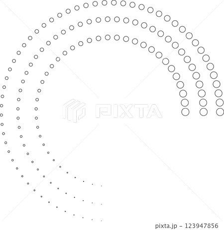 Dotted circular spiral halftone frame. Element for design 123947856