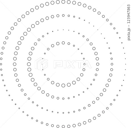 Dotted circular spiral halftone frame. Element for design 123947863