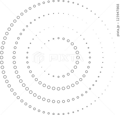 Dotted circular spiral halftone frame. Element for design 123947868