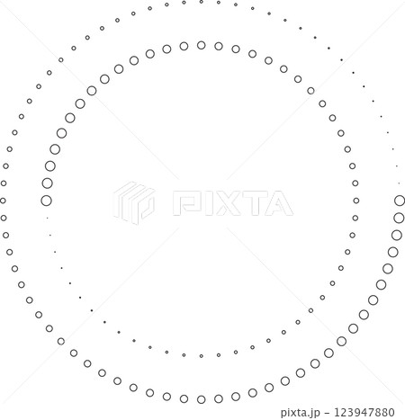 Dotted circular spiral halftone frame. Element for design 123947880