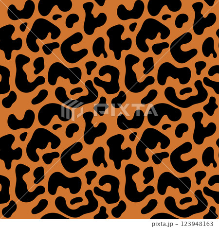 Seamless pattern. Leopard print. Fur of a predatory animal. Background design. Repeating print for fabric, wrapping paper, textile, wallpaper Seamless pattern. Leopard print. Fur of a predatory animal. Background design. Repeating print for fabric, wrapping paper, textile, wallpaper 123948163