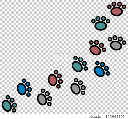 Cute paw print illustration of a pet dog or cat walking Cute paw print illustration of a pet dog or cat walking 123948193