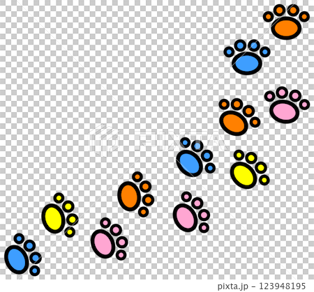 Cute paw print illustration of a pet dog or cat walking Cute paw print illustration of a pet dog or cat walking 123948195