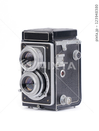 Twin Lens Reflex Cameras Isolated On White Background Twin Lens Reflex Cameras Isolated On White Background 123948380