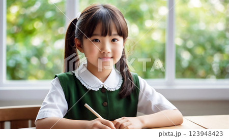 勉強をする小学生の女の子 Generative AI 123948423