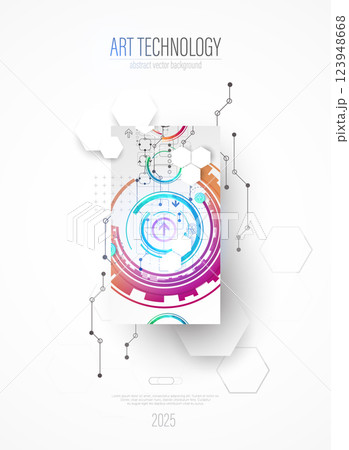 Modern technology design for posters. Page layout. Futuristic ART background. Scientific cover template for presentations. 123948668