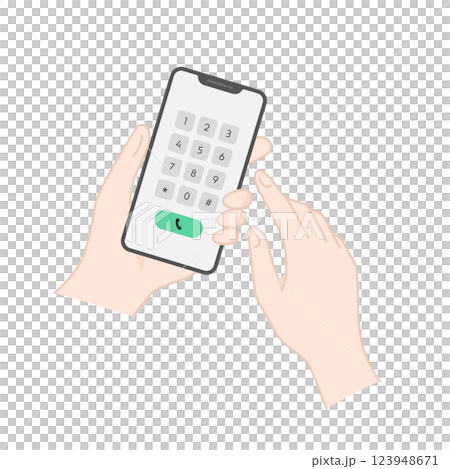 Vector illustration of making a phone call on a smartphone Vector illustration of making a phone call on a smartphone 123948671