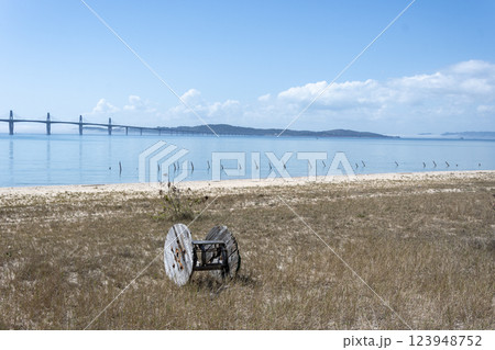 台湾 金門島の海と金門大橋 123948752