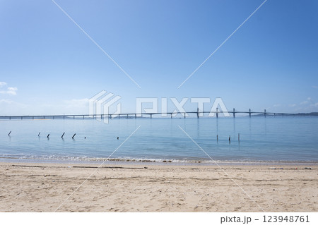 台湾 金門島の海と金門大橋 123948761