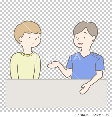 カウンセリングを受けている患者と説明をする医療従事者 カウンセリングを受けている患者と説明をする医療従事者 123948939