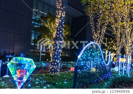 クリスマスイルミネーションの新宿南口　東京夜景 123948956